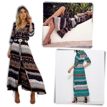 Cargar imagen en el visor de la galería, Vestido bohemio con cuello de pico
 - Ozerty