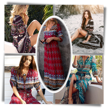 Cargar imagen en el visor de la galería, Vestido bohemio con cuello de pico
 - Ozerty