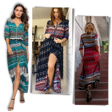 Cargar imagen en el visor de la galería, Vestido bohemio con cuello de pico
 - Ozerty