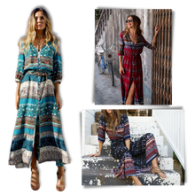 Cargar imagen en el visor de la galería, Vestido bohemio con cuello de pico
 - Ozerty