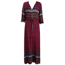 Cargar imagen en el visor de la galería, Vestido bohemio con cuello de pico
 -Rojo/XXXL - Ozerty