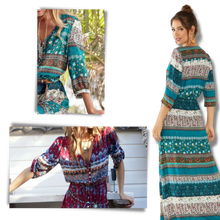 Cargar imagen en el visor de la galería, Vestido bohemio con cuello de pico
 - Ozerty