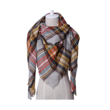 Cargar imagen en el visor de la galería, Bufanda de cashmere con tacto de lana de angora y diseño tartán
 -Bruselas - Ozerty