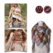 Cargar imagen en el visor de la galería, Bufanda de cashmere con tacto de lana de angora y diseño tartán
 - Ozerty