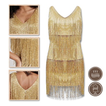 Cargar imagen en el visor de la galería, Vestido de lentejuelas con cuello de pico
 - Ozerty