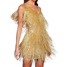 Cargar imagen en el visor de la galería, Vestido de lentejuelas con cuello de pico
 -Oro/SOro/MOro/LOro/XLOro/XXLOro/3XL - Ozerty
