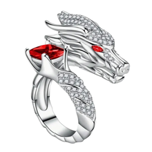 Cargar imagen en el visor de la galería, Anillo de plata con forma de dragón hecho a mano - Ozerty