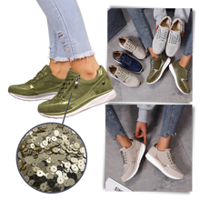 Cargar imagen en el visor de la galería, Zapatillas con cuña y cristales strass
 - Ozerty